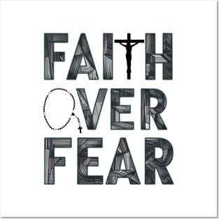 Faith Over Fear Jesus Christ Savior Christian Rosary Posters and Art